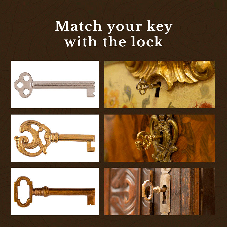 UNIQANTIQ HARDWARE SUPPLY Antique Copper Hollow Barrel Skeleton Key For